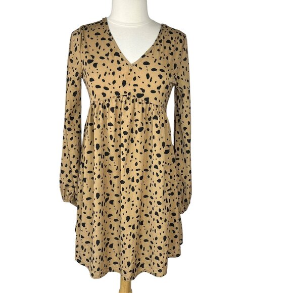 Shein Dalmation Print Dress Womens Size 4 Shirred Knot Backless - Picture 3 of 10